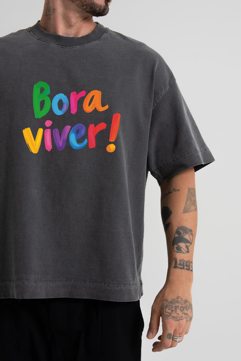 Camiseta Heavy Boxy Dois ou Mais - BORA VIVER COLOR