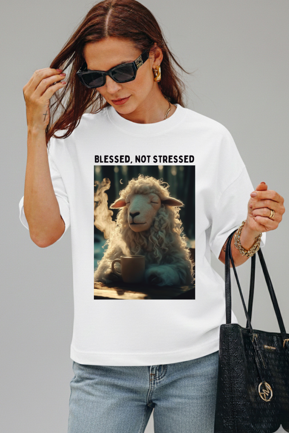Camiseta Heavy Boxy Dois ou Mais - Blessed not Stressed