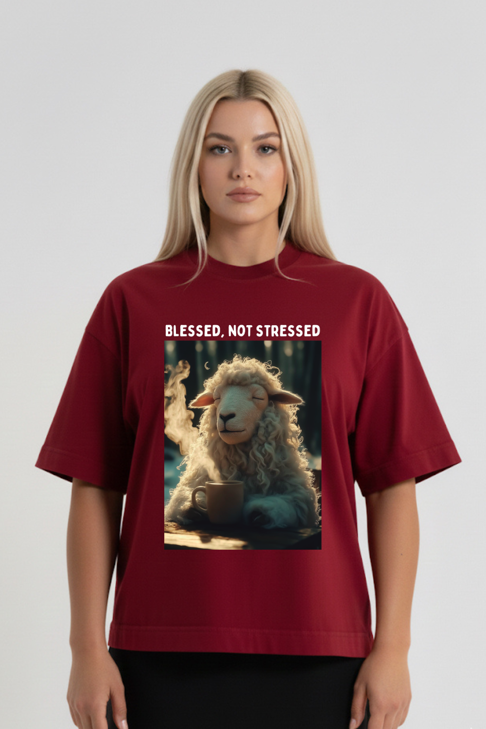Camiseta Heavy Boxy Dois ou Mais - Blessed not Stressed
