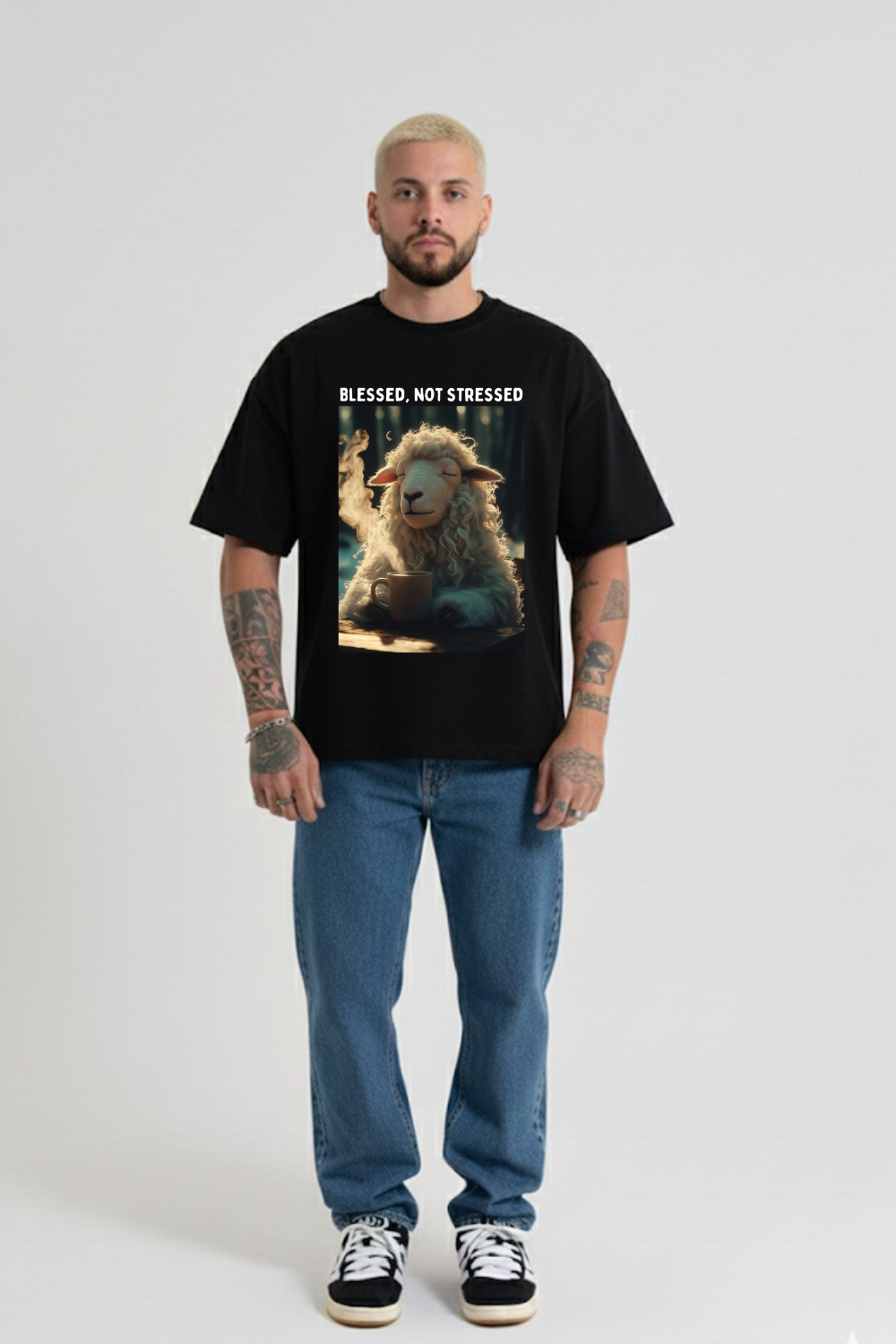 Camiseta Heavy Boxy Dois ou Mais - Blessed not Stressed