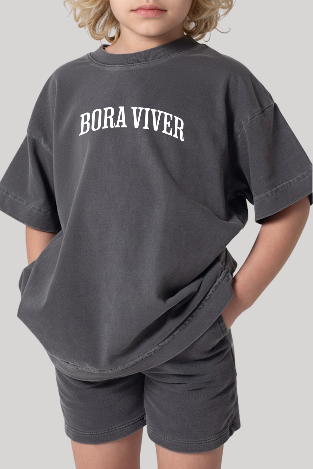 Camiseta Oversized Infantil Dois ou Mais - Bora Viver