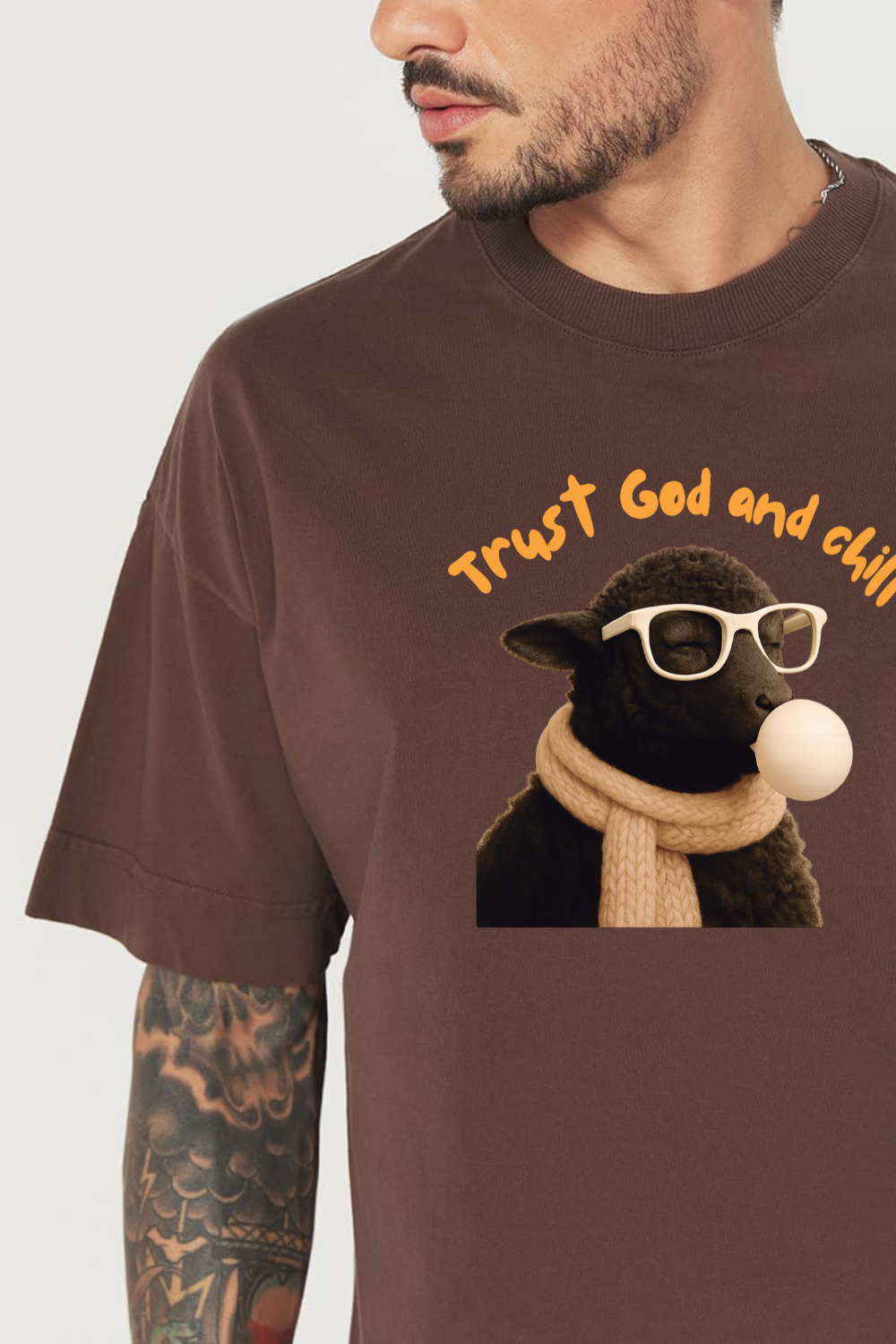Camiseta Oversized Heavy - Trust God And Chill